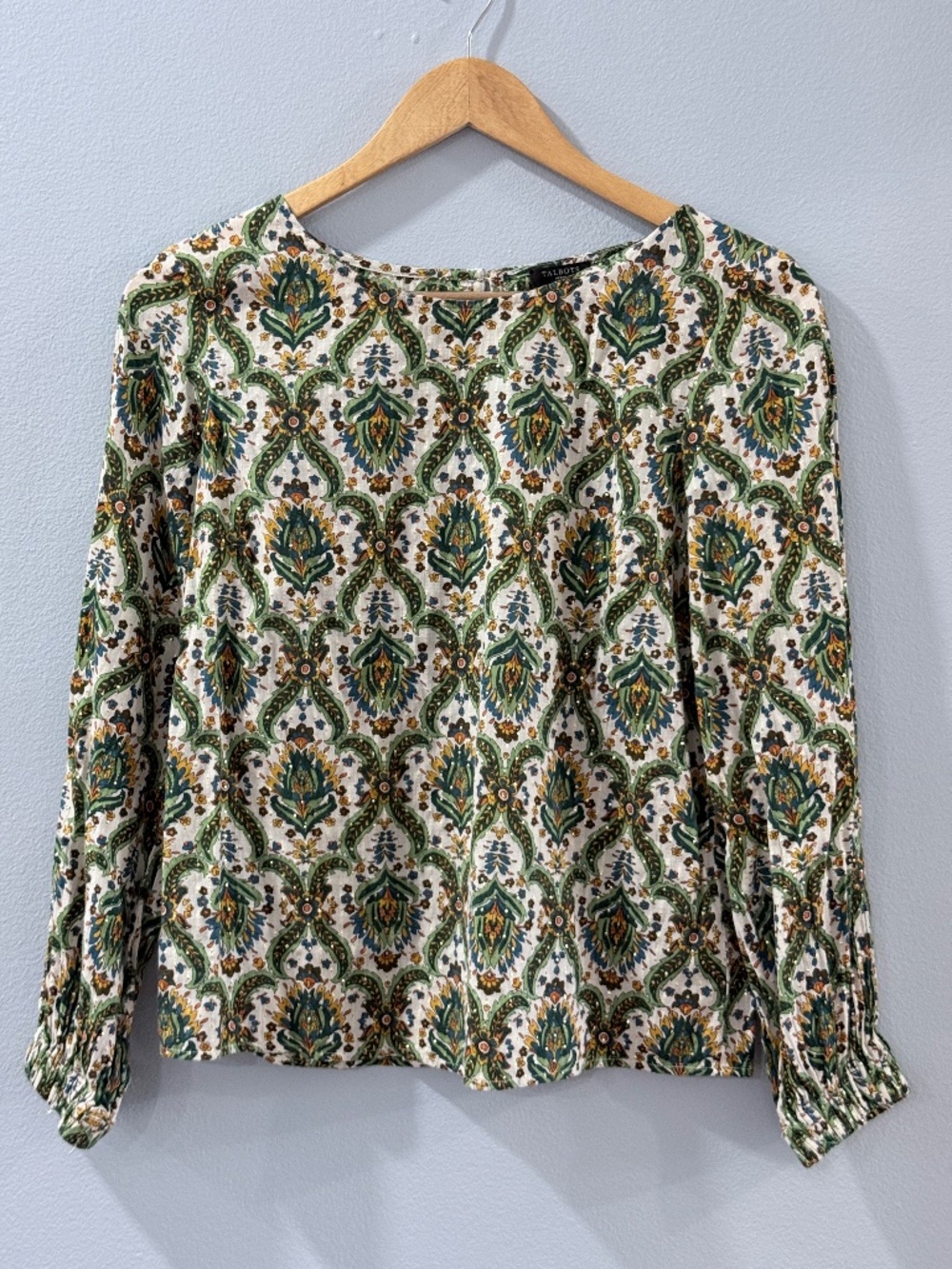 Talbots Floral Lattice Print Crewneck Blouse Small Petite